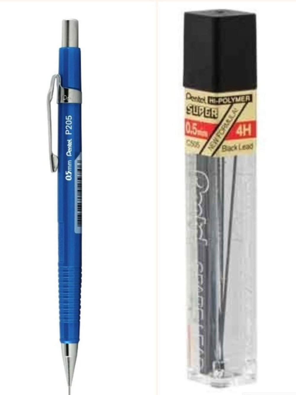 Pentel Sharp Drafting Pencil 0.5mm Metallic Blue Barrel w/12 pcs 4H-lead Office